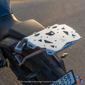 Silver Top Rack with New Plate for Dominar (2017-2022) Compatible with Pillion Backrest Kustom