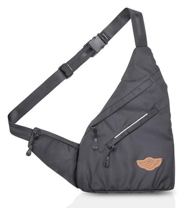 Wing Crossbody Charcoal Black Sling Bag for Travel, Biking, Hiking, Trekking and Everyday Use by Guardian Gears