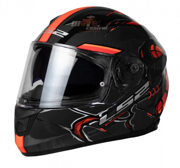 LS2 Stream Evo M Size Helmet Glossy Zuko Black Hi Viz Orange-FF320