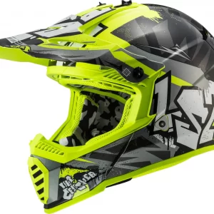 LS2 Fast Evo Crusher Helmet Matt Black Hi Viz Yellow-MX437