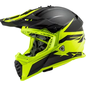 LS2 Fast Evo Roar Helmet-Matt & Gloss Black Hi-Viz Yellow-MX437