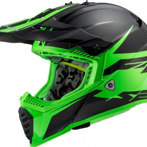 LS2 Fast Evo Roar L Size Helmet-Matt & Gloss Black Green-MX437