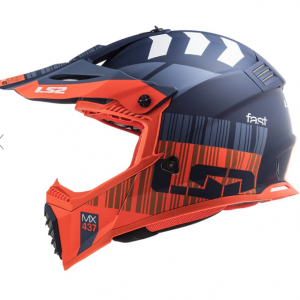 LS2 Fast Evo Xcode Helmet-L Size-Matt Fluro Orange Blue-MX437