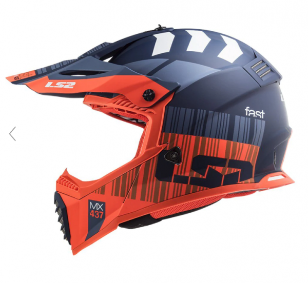 LS2 Fast Evo Xcode Helmet-L Size-Matt Fluro Orange Blue-MX437