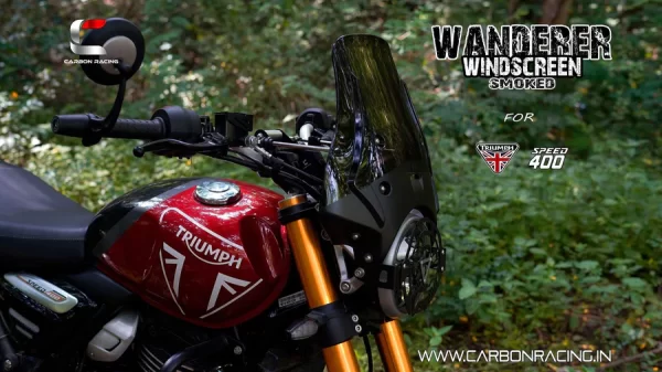 "WANDERER" Premium Touring Smoked Windshield for Triumph Speed 400 - Carbon Racing