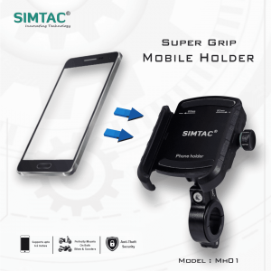 SIMTAC Super Grip Black Mobile Holder for Bikes/Scooters/Bicycle | MH01