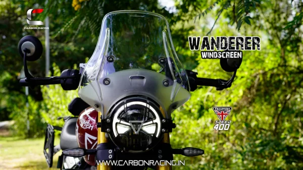 "WANDERER" Premium Touring Clear Windshield for Triumph Speed 400 - Carbon Racing