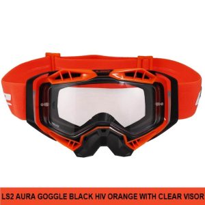 LS2 Aura Goggle Black Hiv Orange With Clear Visor