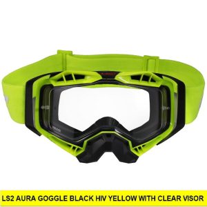 LS2 Aura Goggle Black Hiv Yellow With Clear Visor