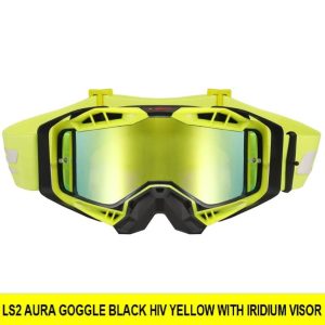 LS2 Aura Pro Goggle Black Hiv Yellow With Iridium Visor