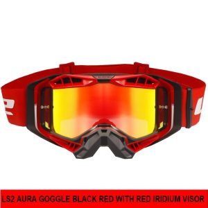 LS2 Aura Pro Goggle Black Red With Red Iridium Visor