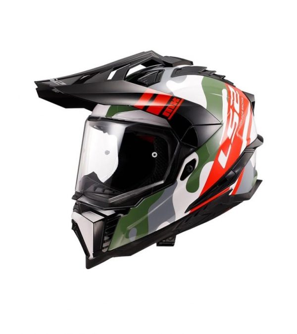 LS2 Helmets Camox Gloss White Red Camo - MX701