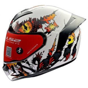 LS2 Helmets Rookie Demon White Red - Ff352
