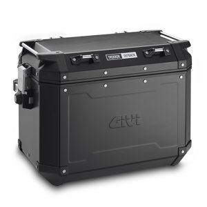 Left-side Trekker Outback Black Line, aluminium side-case, matt black painted, 48 ltr