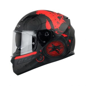 LS2 Helmets Stream Evo Viator Matt Black 7c Red D-ring - Ff320