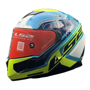 LS2 Helmets Stream Evo Letails Blue/hi Viz Yellow D-ring - Ff320