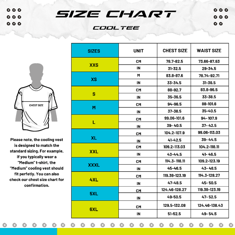 size chart cooling tshirt 98fahren