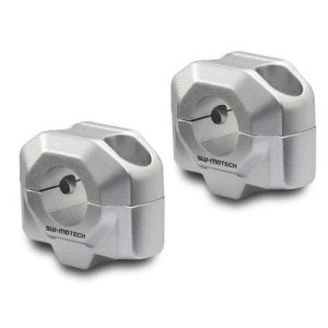 SW-Motech 20mm Handlebar Risers for 22mm Handlebars – Silver