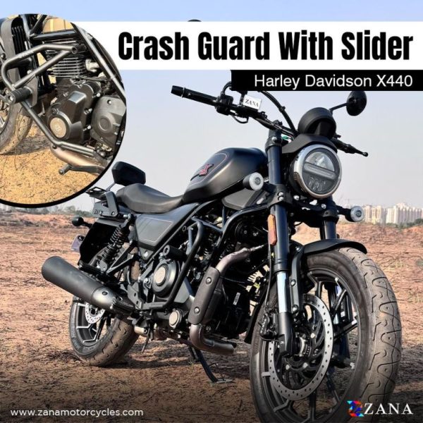 ZANA Crash Guard With Slider For Harley Davidson X440 - Black - ZI-8480