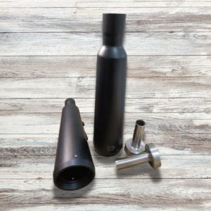 Adaptable Slip-On Silencer (Pair)- FAT CANS-BLACK FINISH For Royal Enfield Interceptor 650 / Continental GT 650 - SS Motocorp