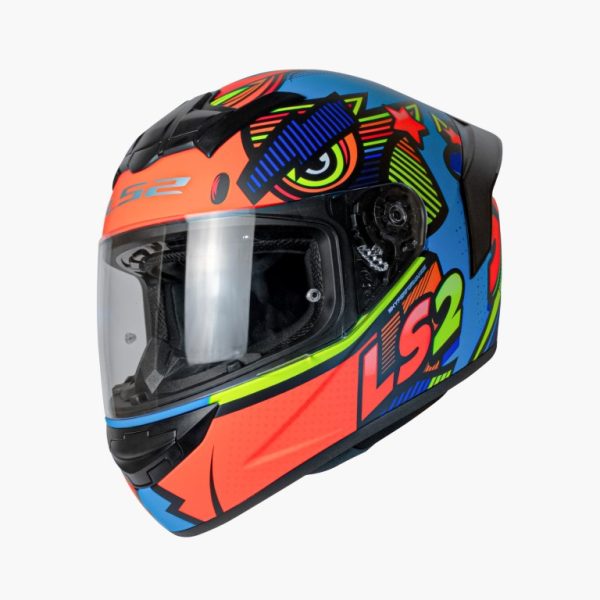 LS2 FF352 Rookie Khan Matt Blue Hi-viz Orange - Helmet