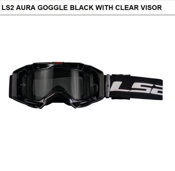 LS2 Helmet Aura Goggle Black With Clear Visor