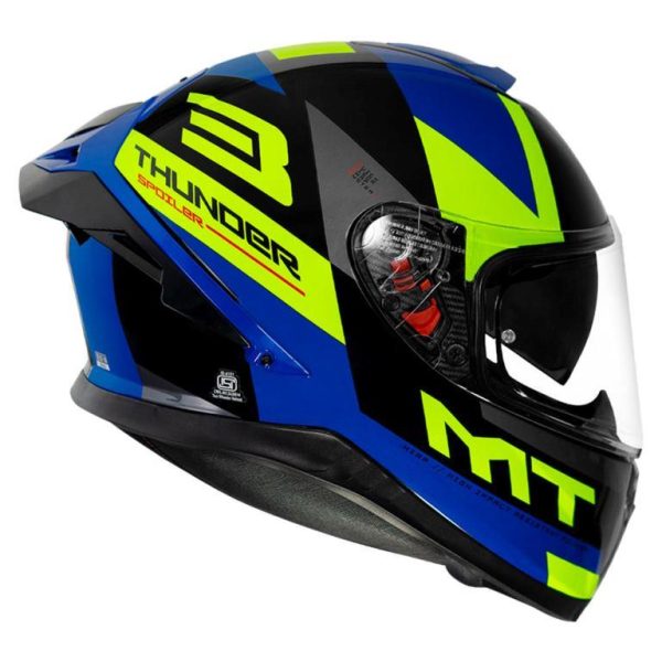 MT Thunder3 Pro Calipso Helmet - Blue & Fluorescent Yellow