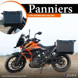 ZANA Panniers( 36 LTR ) Aluminium L-Flat Black With Frame For KTM ADV 250/390 - ZI-8491 LB