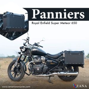 ZANA Panniers( 36 LTR ) Aluminium L-Flat Black With Frame For Super Meteor 650 (Coming Soon) - ZI-8500 LB