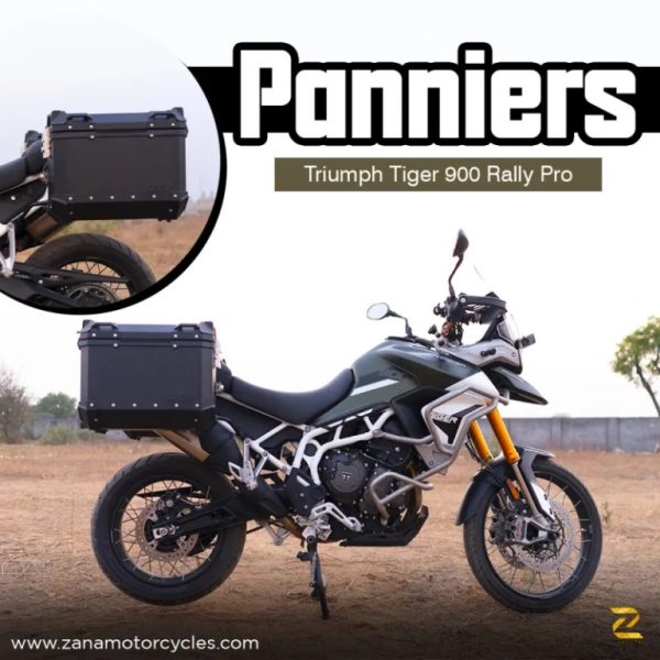 ZANA Panniers( 36 LTR )Aluminium L-Flat Black With Frame For Triumph Tiger 850/ 900 Rally Pro - ZI-70 LB