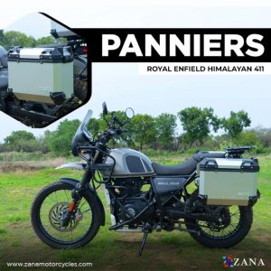 ZANA Panniers( 36 LTR )Aluminium L-Flat Silver With Frame For Himalayan 411 - ZI-8494 LS