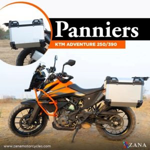 ZANA Panniers( 36 LTR ) Aluminium L-Flat Silver With Frame For KTM ADV 250/390 - ZI-8491 LS