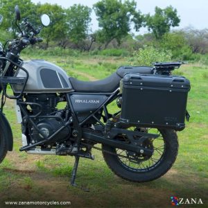 ZANA Panniers( 36 LTR ) Aluminium R-Flat Black With Frame For Himalayan 411 - ZI-8494 RB