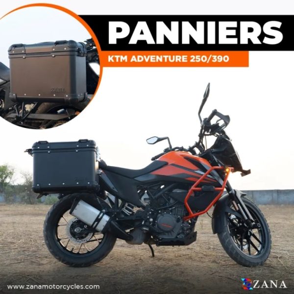 ZANA Panniers( 36 LTR )Aluminium R-Flat Black With Frame For KTM ADV 250/390 - ZI-8491 RB