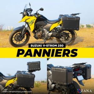 ZANA Panniers( 36 LTR ) Aluminium R-Flat Black With Frame For Suzuki V-Strom 250 - ZI-8453 RB