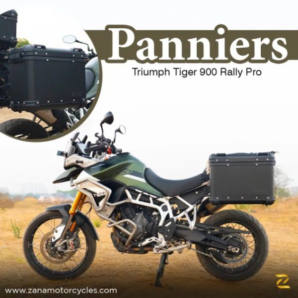 ZANA Panniers( 36 LTR )Aluminium R-Flat Black With Frame For Triumph Tiger 850/ 900 Rally Pro - ZI-70 RB