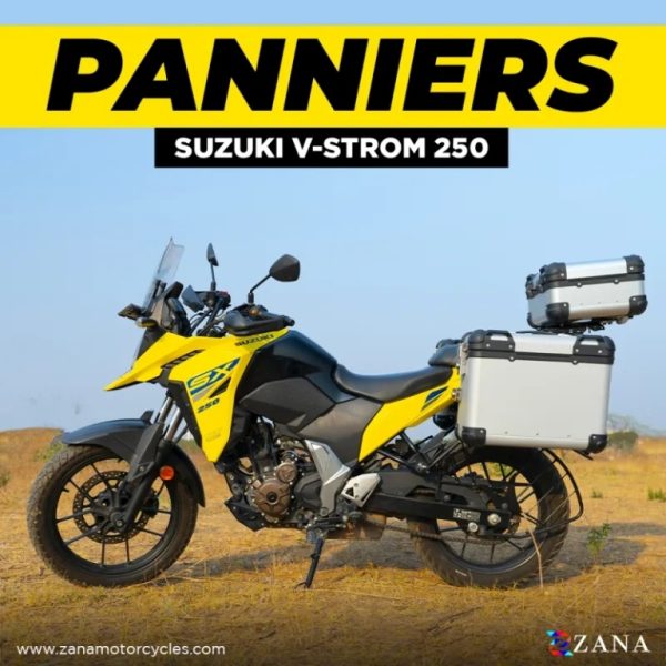 ZANA Panniers( 36 LTR )Aluminium R-Flat Silver With Frame For Suzuki V-Strom 250 - ZI-8453 RS