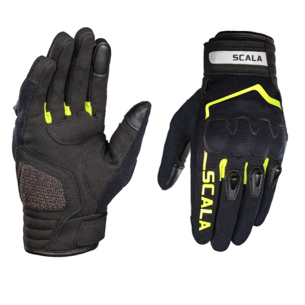 Scala Atlas Riding Gloves - Black Hi-Viz Yellow