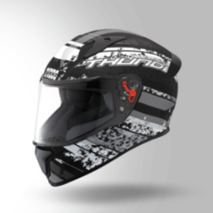 Studds Thunder D1 Decor Matt Black & Grey With Spoiler - Full Face Helmets