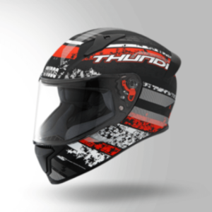 Studds Thunder D1 Decor Matt Black & Red With Spoiler - Full Face Helmets