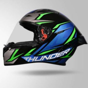 Studds Thunder D1 Lightvolt Decor Full Face Helmets - Black / Green & Blue