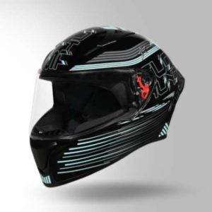 Studds Thunder D11 Decor Black & Blue With Spoiler - Full Face Helmets