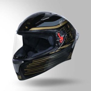 Studds Thunder D11 Decor Black & Golden Yellow With Spoiler - Full Face Helmets