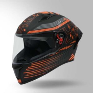 Studds Thunder D11 Decor Black & Orange With Spoiler - Full Face Helmets