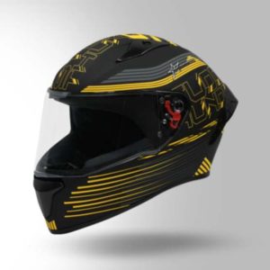 Studds Thunder D11 Decor Matt Black & Yellow With Spoiler - Full Face Helmets