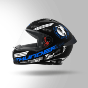 Studds Thunder D2 Decor Matt Black & Blue With Spoiler - Full Face Helmets