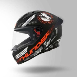 Studds Thunder D2 Decor Matt Black & Orange With Spoiler - Full Face Helmets