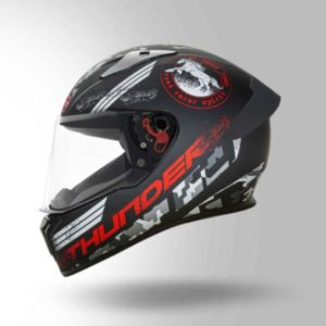 Studds Thunder D2 Decor Matt Black & Red With Spoiler - Full Face Helmets