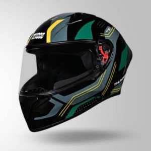 Studds Thunder D2 Draken Decor Black & Green With Spoiler - Full Face Helmets