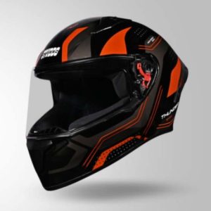 Studds Thunder D2 Draken Decor Black & Orange With Spoiler - Full Face Helmets